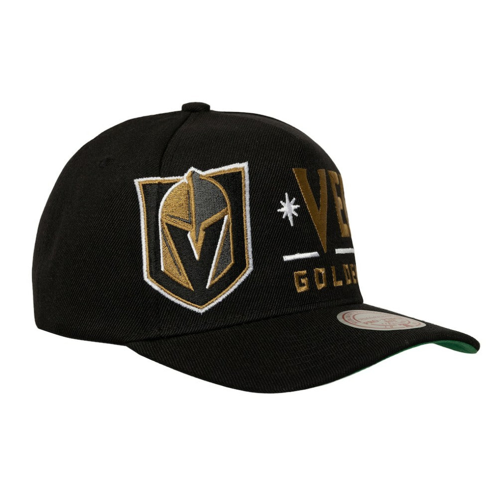 Vegas Golden Knights Mitchell & Ness Busted Logo Wordmark Wrap-Around Pro Pinch Adjustable Hat