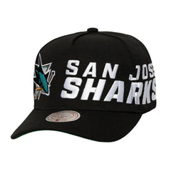 San Jose Sharks Mitchell & Ness Busted Logo Wordmark Wrap-Around Pro Pinch Adjustable Hat