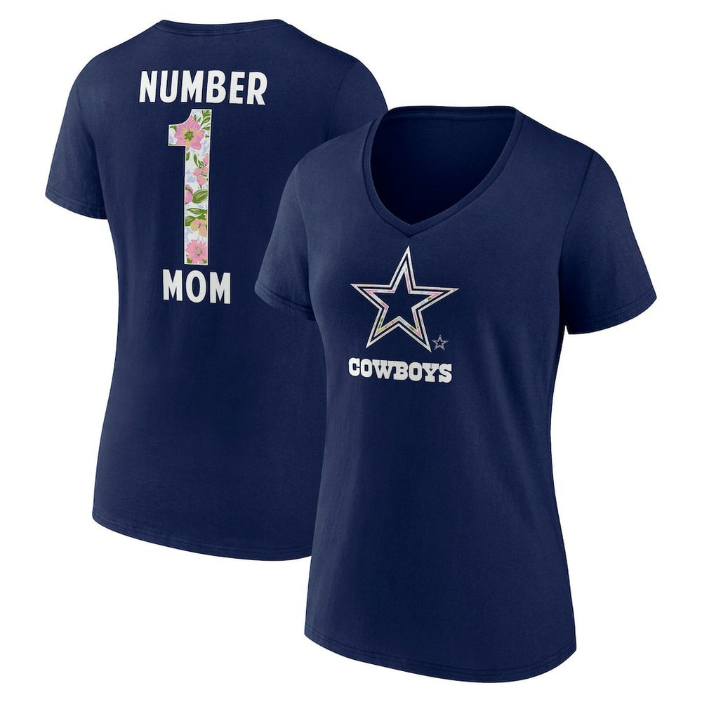 NFL Dallas Cowboys Women's Floral Number 1 Mom V-Neck T-Shirt