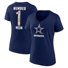 NFL Dallas Cowboys Women's Floral Number 1 Mom V-Neck T-Shirt
