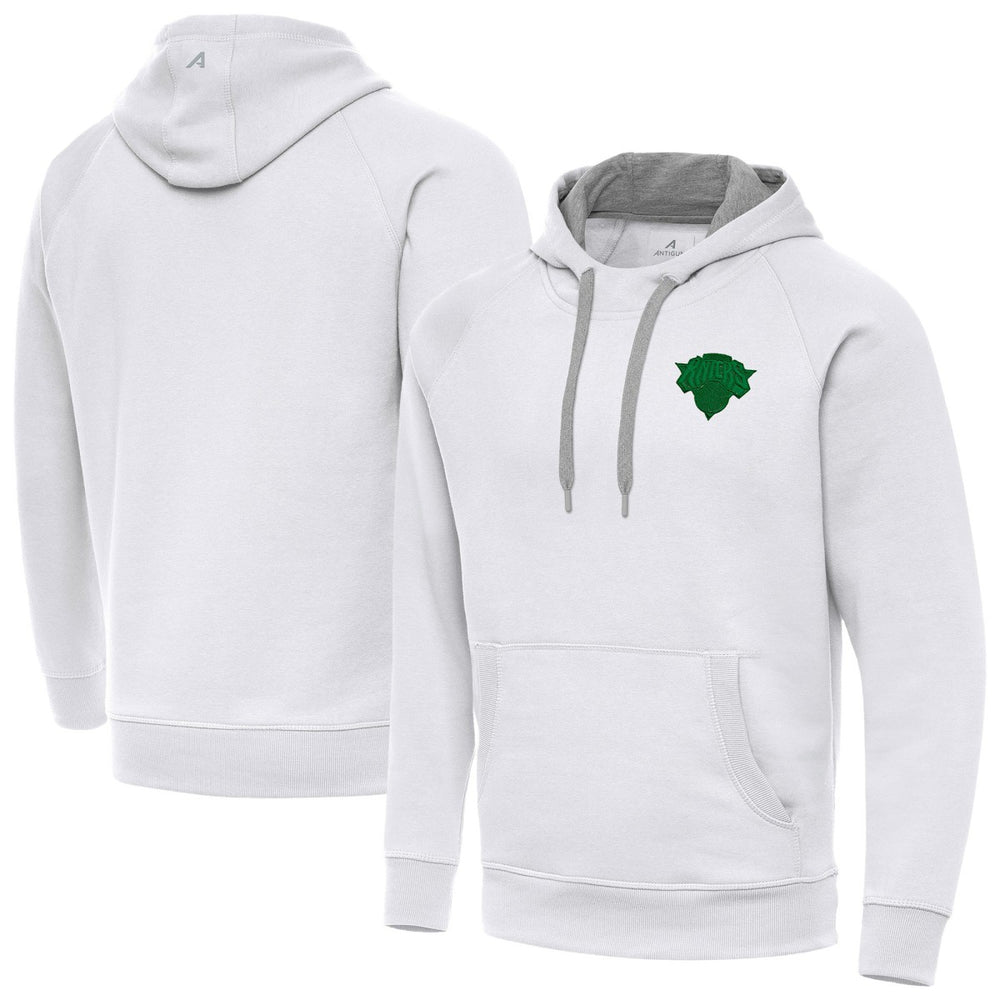 New York Knicks Antigua St. Patrick's Day Victory Raglan Pullover Hoodie - White for sale