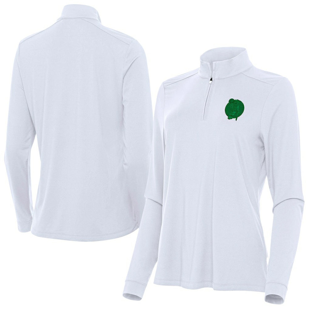 Boston Celtics Antigua Women's St. Patrick's Day Intent Quarter-Zip Top - White outlet
