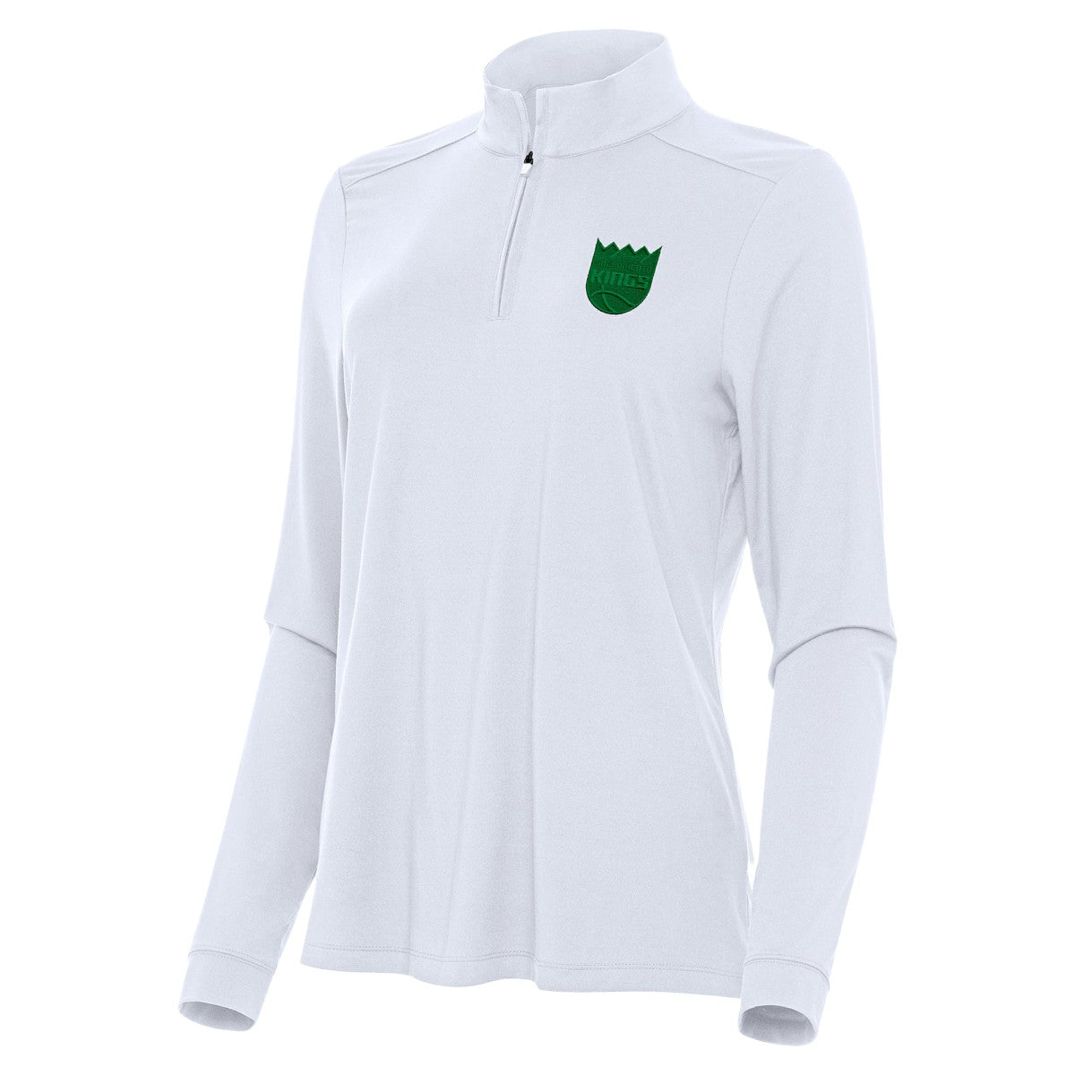 Sacramento Kings Antigua Women's St. Patrick's Day Intent Quarter-Zip Top - White online