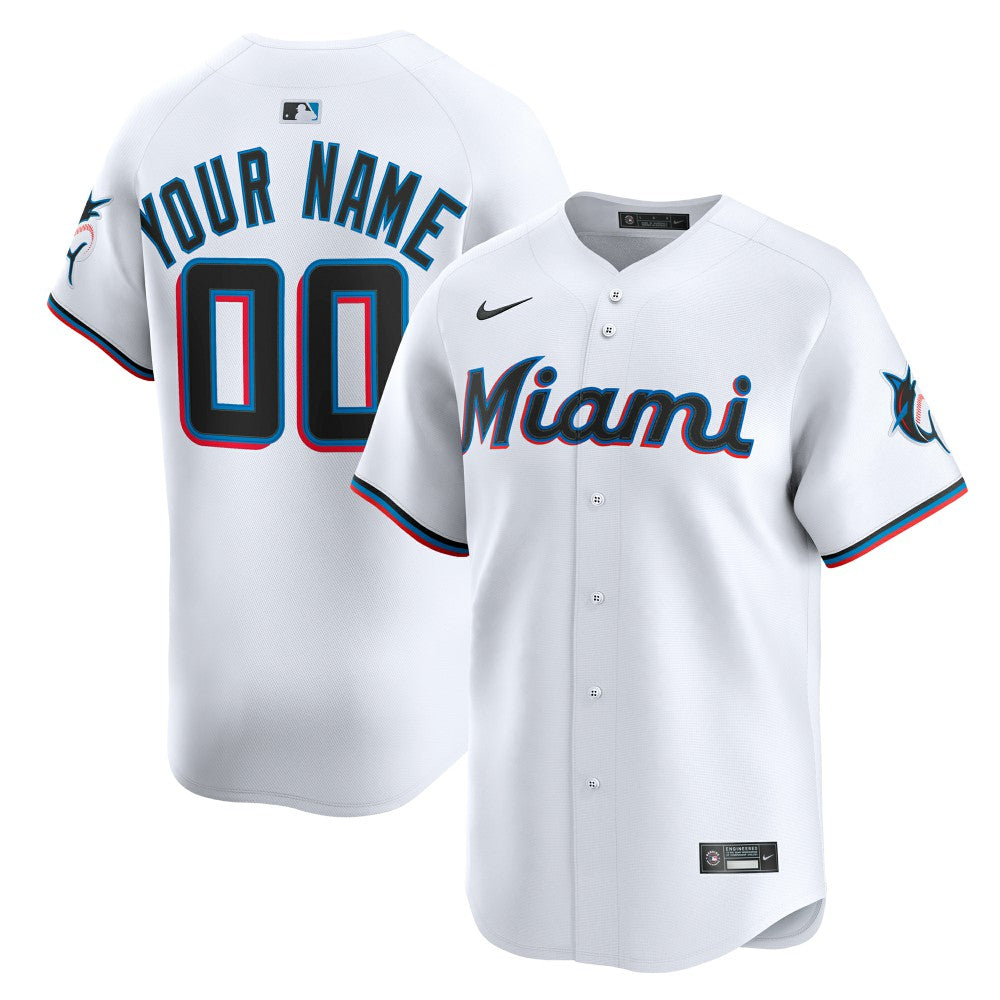 Miami Marlins Home Limited Custom Jersey - White | Nike