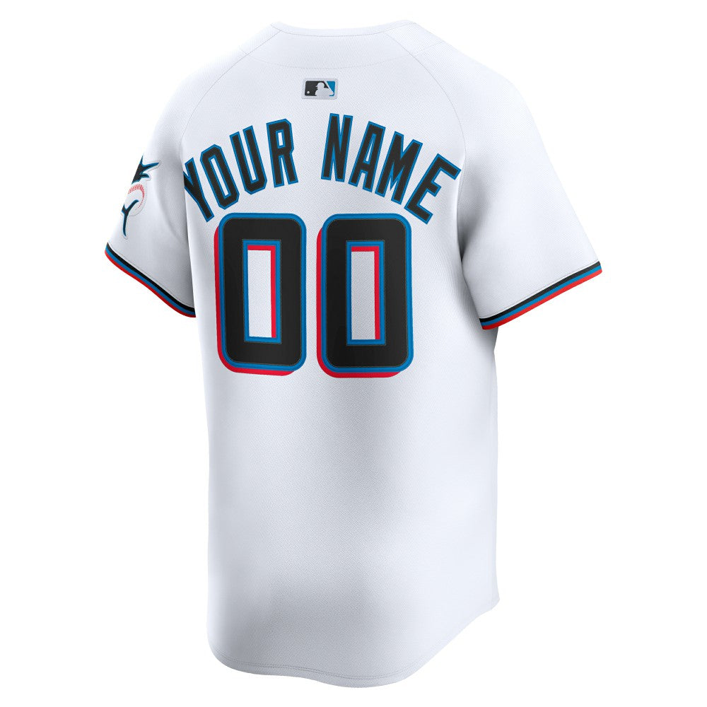 Miami Marlins Home Limited Custom Jersey - White | Nike