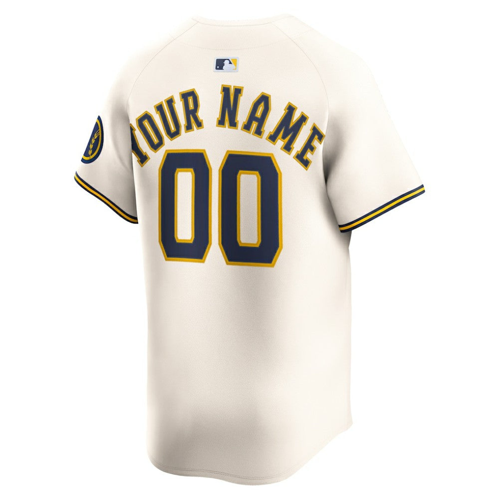 Milwaukee Brewers Home Limited Custom Jersey - Cream | Nike