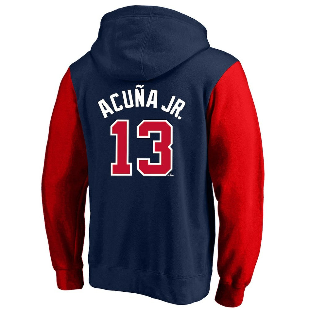 Ronald Acuna Jr. Atlanta Braves Profile Big & Tall Name & Number Fleece Pullover Hoodie - Navy