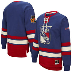 New York Rangers Mitchell & Ness Women's Heritage Lace-Up Pullover Sweatshirt