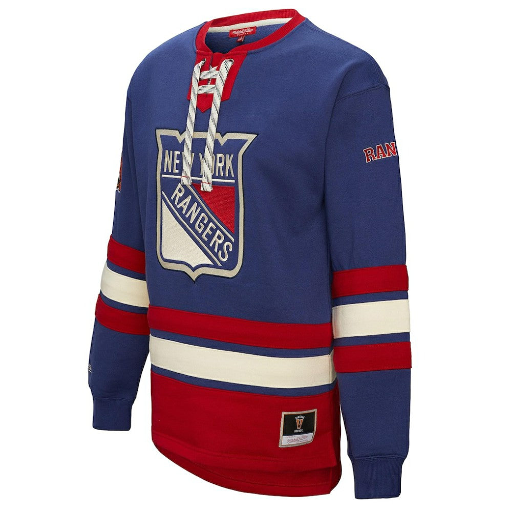 New York Rangers Mitchell & Ness Women's Heritage Lace-Up Pullover Sweatshirt