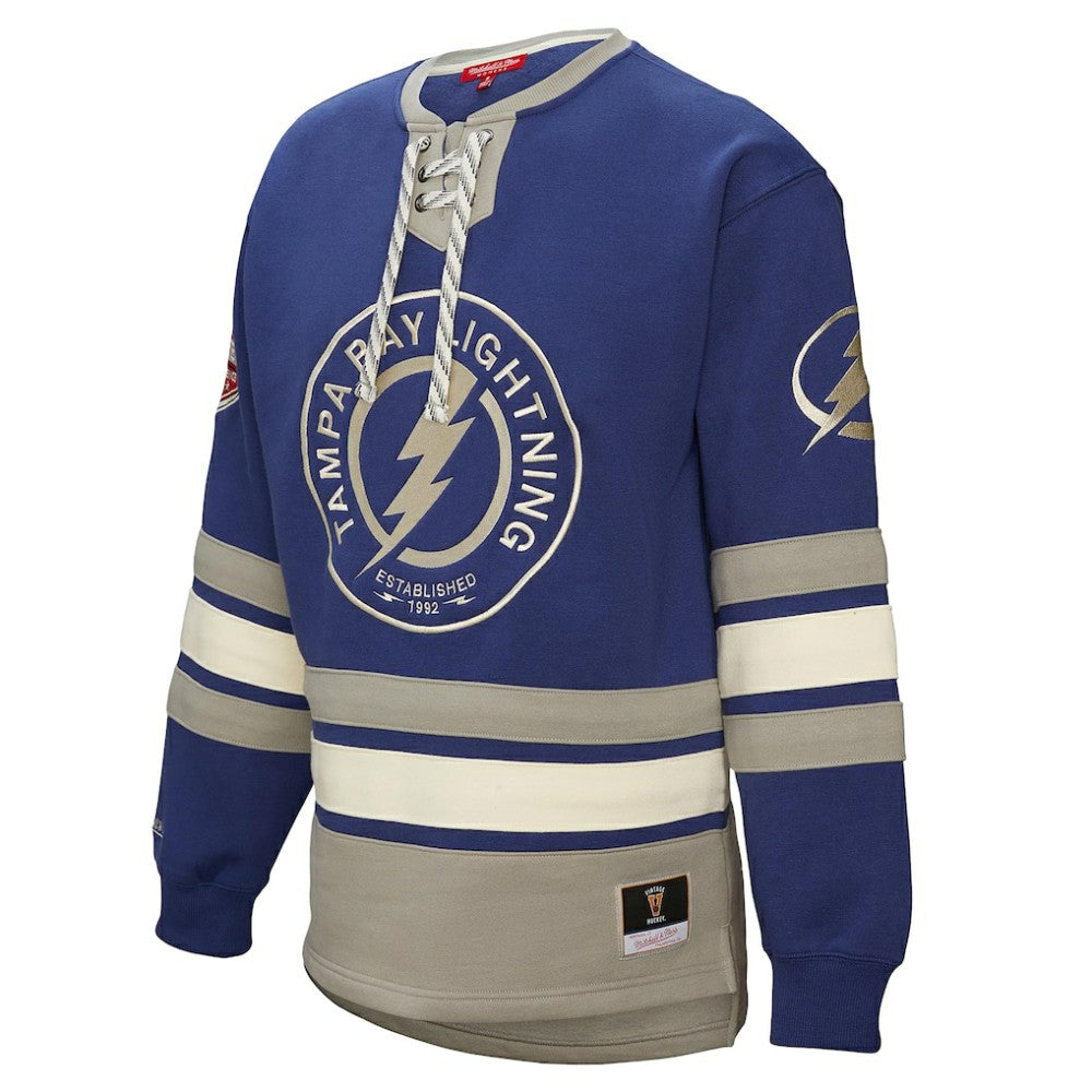 Tampa Bay Lightning Mitchell & Ness Women's Heritage Lace-Up Pullover Sweatshirt