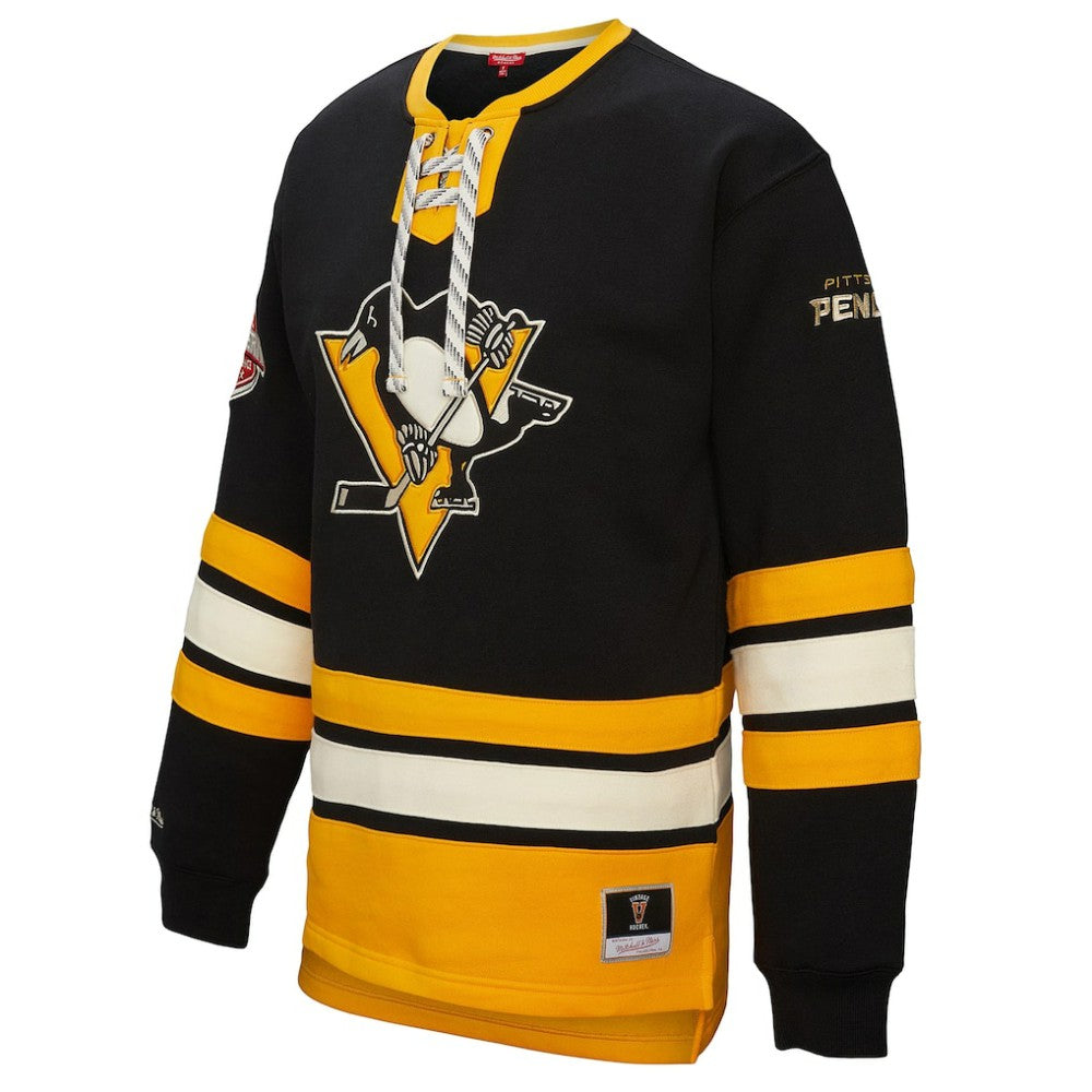 Pittsburgh Penguins Mitchell & Ness Women's Heritage Lace-Up Pullover Sweatshirt
