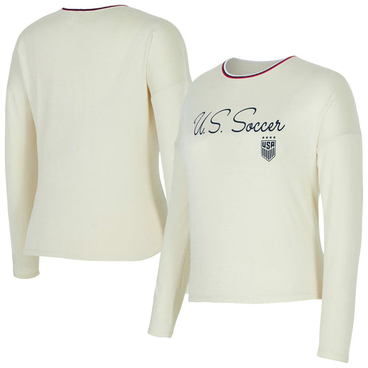 USWNT Concepts Sport Women's Kaki Hacci Knit Pullover Sweatshirt on sale - Cream
