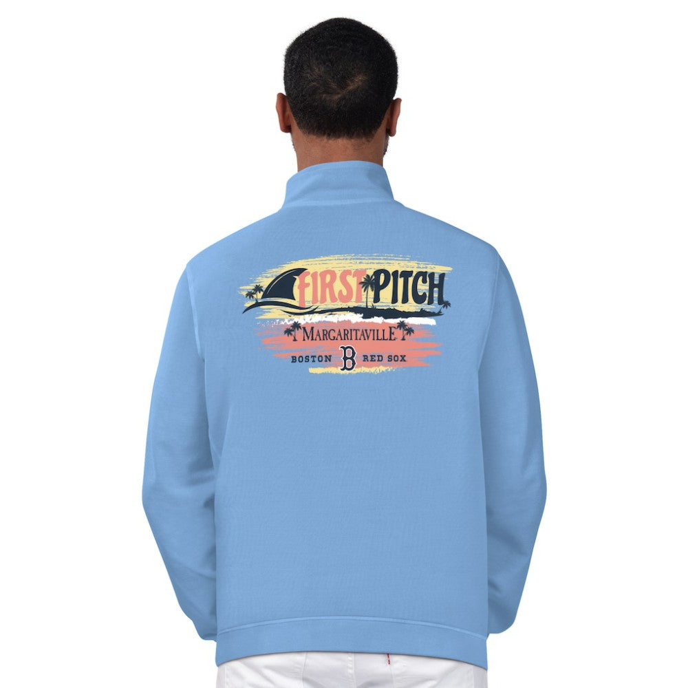 Boston Red Sox Margaritaville First Pitch Quarter-Zip Pullover Top - Light Blue