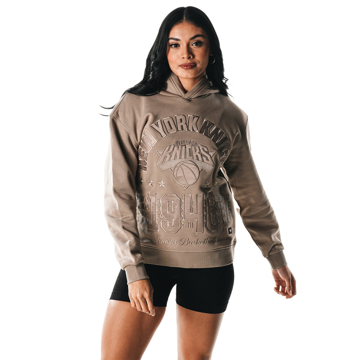 New York Knicks The Wild Collective Women's Satin Pullover Hoodie - Gray for sale