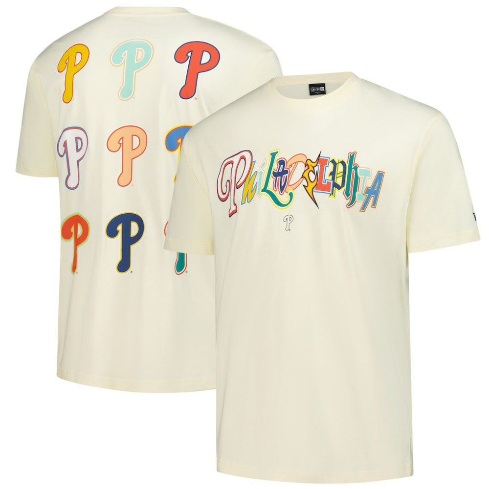 Philadelphia Phillies Ransom Note Oversized T-Shirt - Cream | New Era