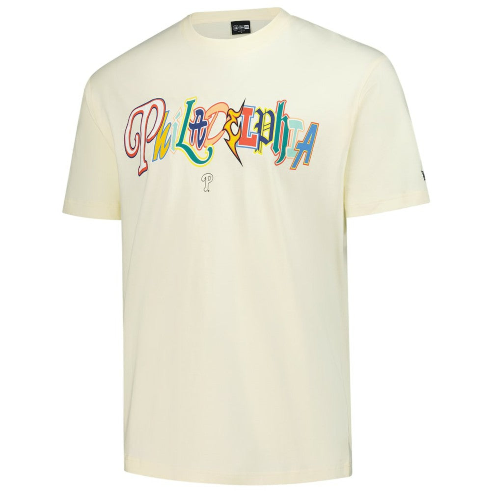 Philadelphia Phillies Ransom Note Oversized T-Shirt - Cream | New Era
