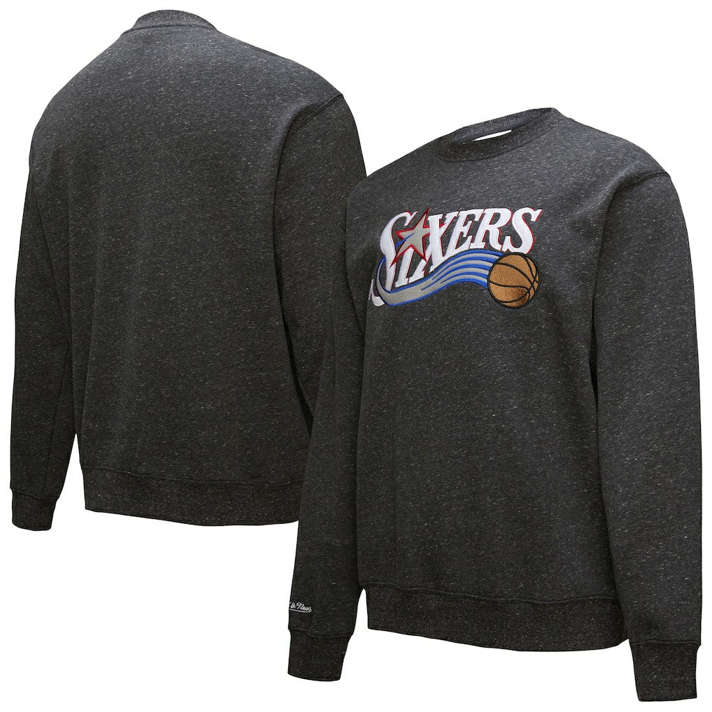 Philadelphia 76ers Hardwood Classics Blackout Collection Snow Washed Pullover Sweatshirt - Black cheap