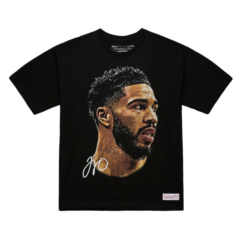 Jayson Tatum NBA Unisex Real Big Face Player T-Shirt - Black | Mitchell & Ness for sale