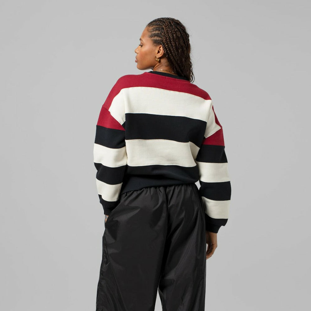 Philadelphia Phillies Women's Cooperstown Collection Blocked Fleece Pullover Sweatshirt- Burgundy/Black | Mitchell & Ness