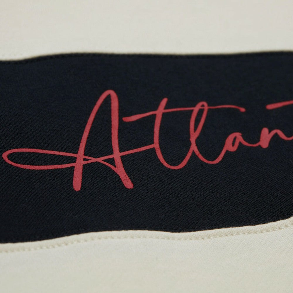 Atlanta Braves Women's Cooperstown Collection Blocked Fleece Pullover Sweatshirt- Red/Black | Mitchell & Ness