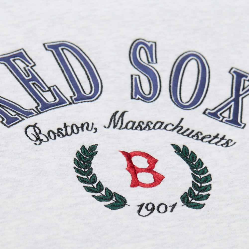 Boston Red Sox Women's Cropped Toggle Pullover Sweatshirt - Heather Gray | Mitchell & Ness