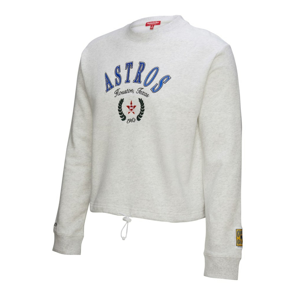 Houston Astros Women's Cropped Toggle Pullover Sweatshirt - Heather Gray | Mitchell & Ness