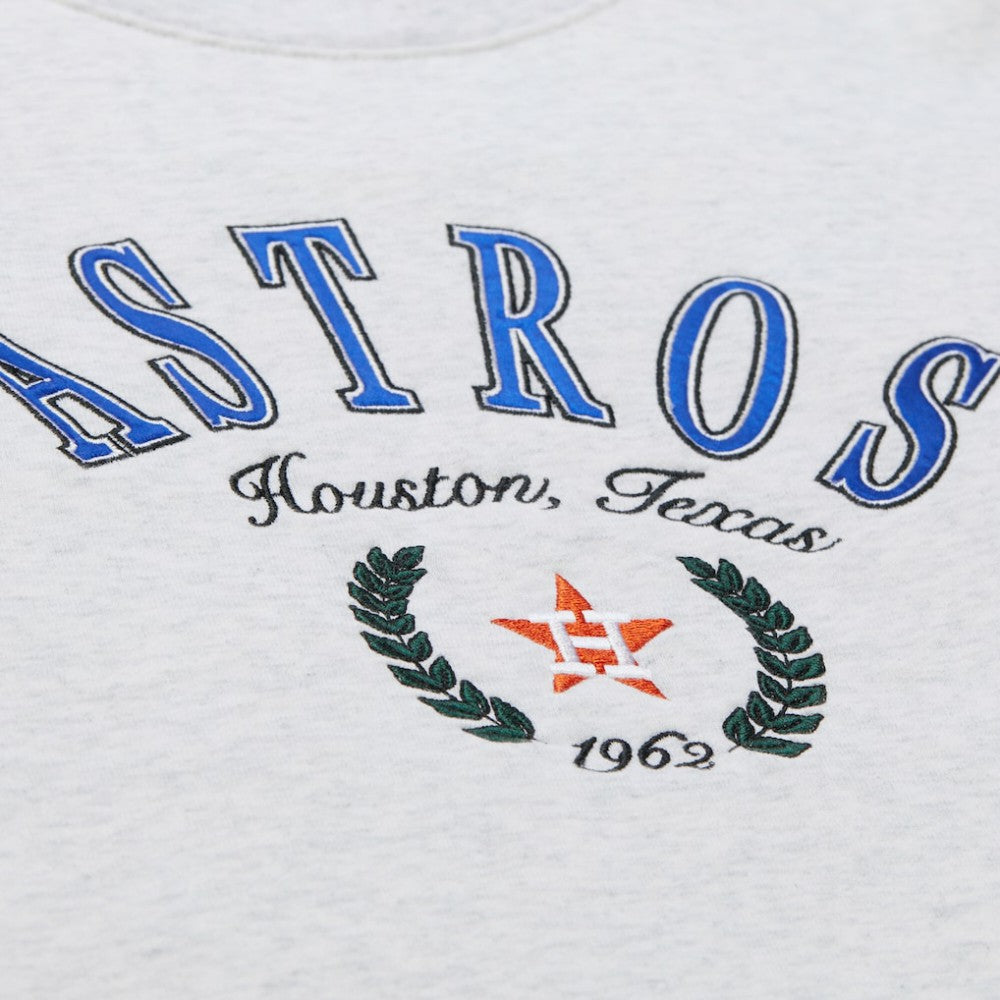 Houston Astros Women's Cropped Toggle Pullover Sweatshirt - Heather Gray | Mitchell & Ness