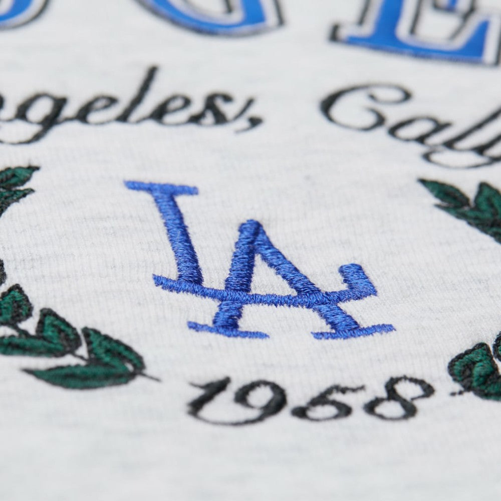 Los Angeles Dodgers Women's Cropped Toggle Pullover Sweatshirt - Heather Gray | Mitchell & Ness