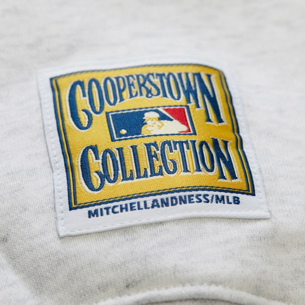 Los Angeles Dodgers Women's Cropped Toggle Pullover Sweatshirt - Heather Gray | Mitchell & Ness
