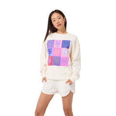 New York Mets Terez Women's Technicolor  Oversized Pullover Sweatshirt - Cream