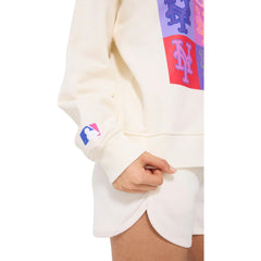 New York Mets Terez Women's Technicolor  Oversized Pullover Sweatshirt - Cream