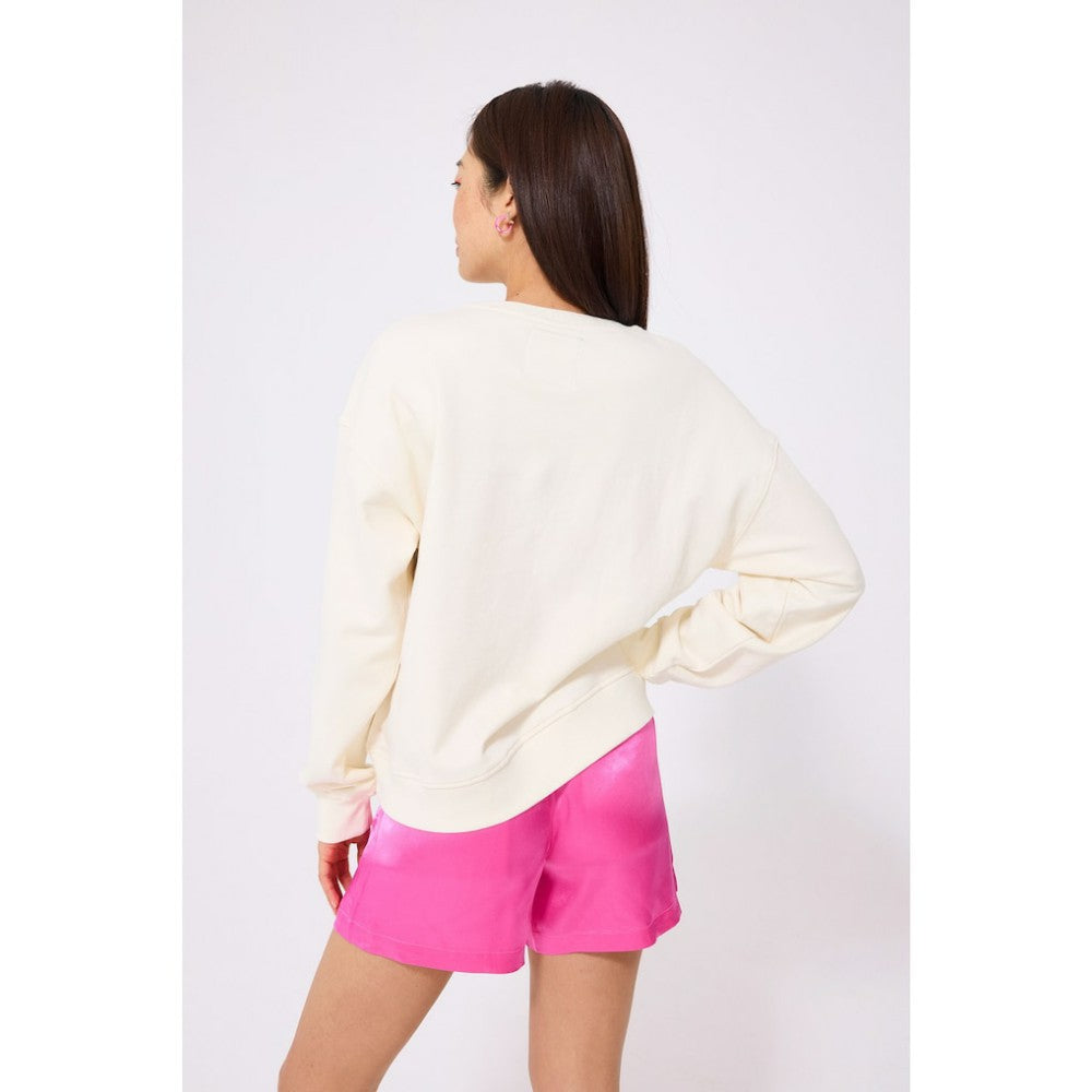 Los Angeles Dodgers Terez Women's Technicolor  Oversized Pullover Sweatshirt - Cream