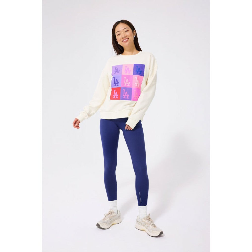 Los Angeles Dodgers Terez Women's Technicolor  Oversized Pullover Sweatshirt - Cream
