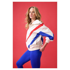Chicago Cubs Terez Women's Ripstop Chevron Quarter-Zip Pullover - Cream