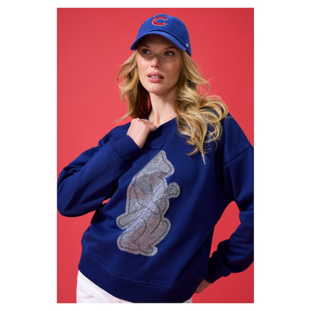 Chicago Cubs Terez Women's Oversized Gemstone Logo Sweatshirt - Navy