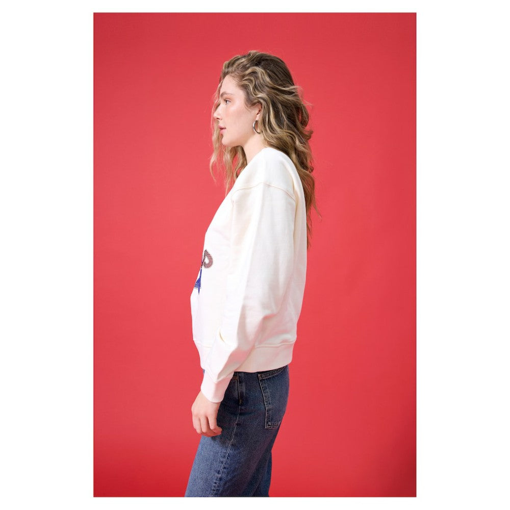 Philadelphia Phillies Terez Women's Oversized Gemstone Logo Sweatshirt - Cream