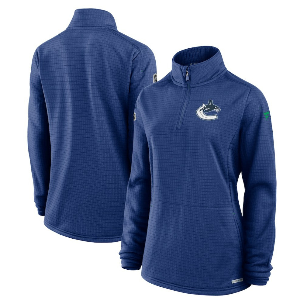 Vancouver Canucks Fanatics Women's Authentic Pro Rink Quarter-Zip Pullover