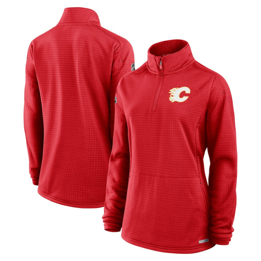 Calgary Flames Fanatics Women's Authentic Pro Rink Quarter-Zip Pullover