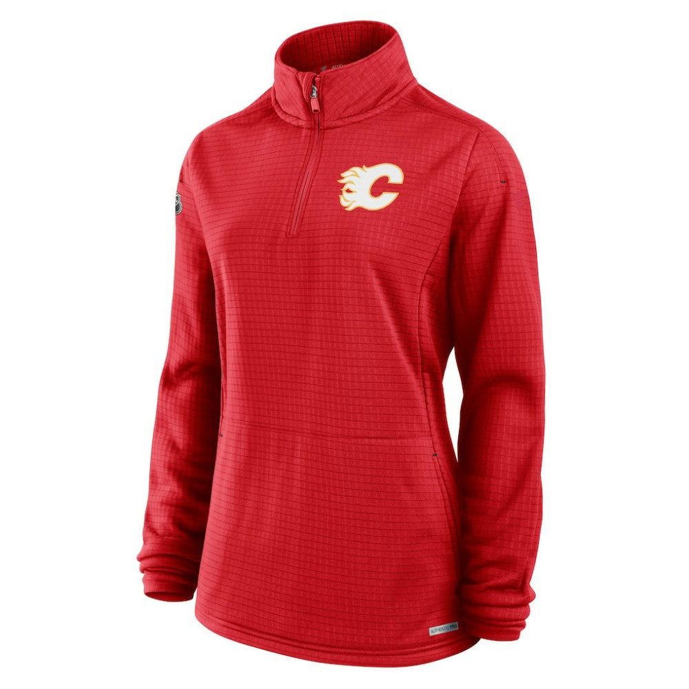 Calgary Flames Fanatics Women's Authentic Pro Rink Quarter-Zip Pullover