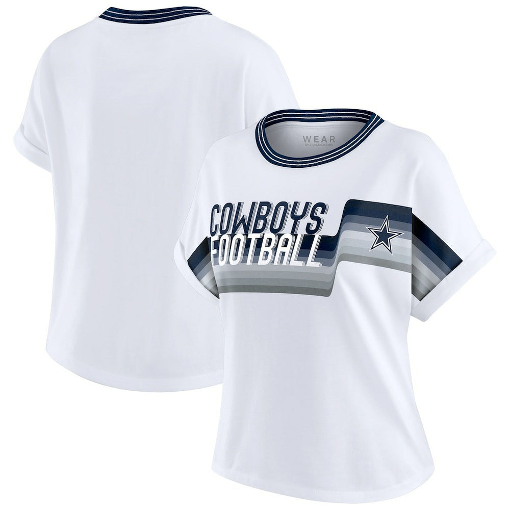 NFL Dallas Cowboys WEAR by Erin Andrews Women's Cropped Center Stripe Dolman T-Shirt