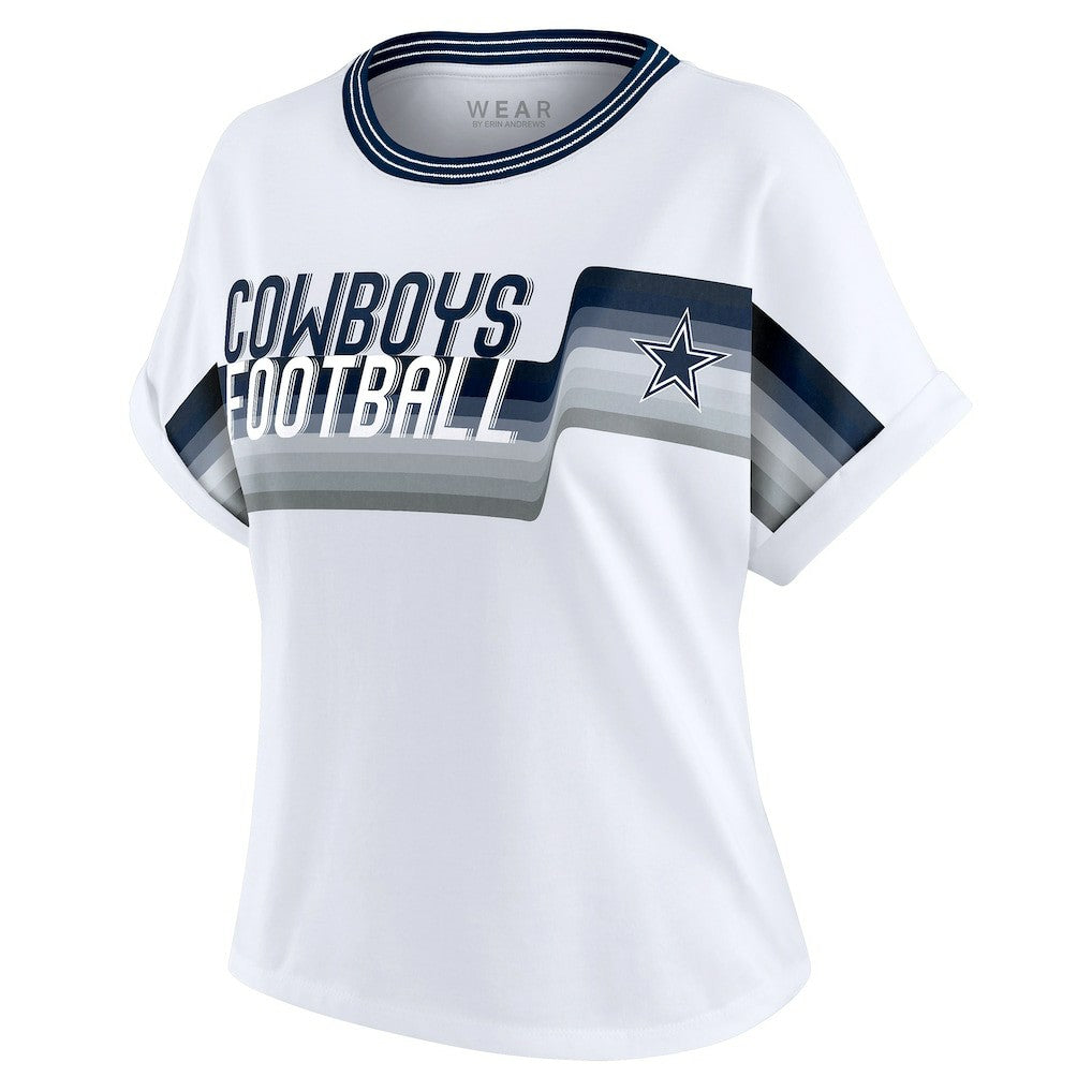 NFL Dallas Cowboys WEAR by Erin Andrews Women's Cropped Center Stripe Dolman T-Shirt