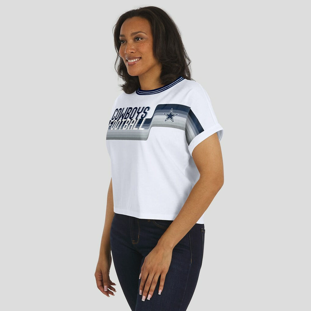 NFL Dallas Cowboys WEAR by Erin Andrews Women's Cropped Center Stripe Dolman T-Shirt