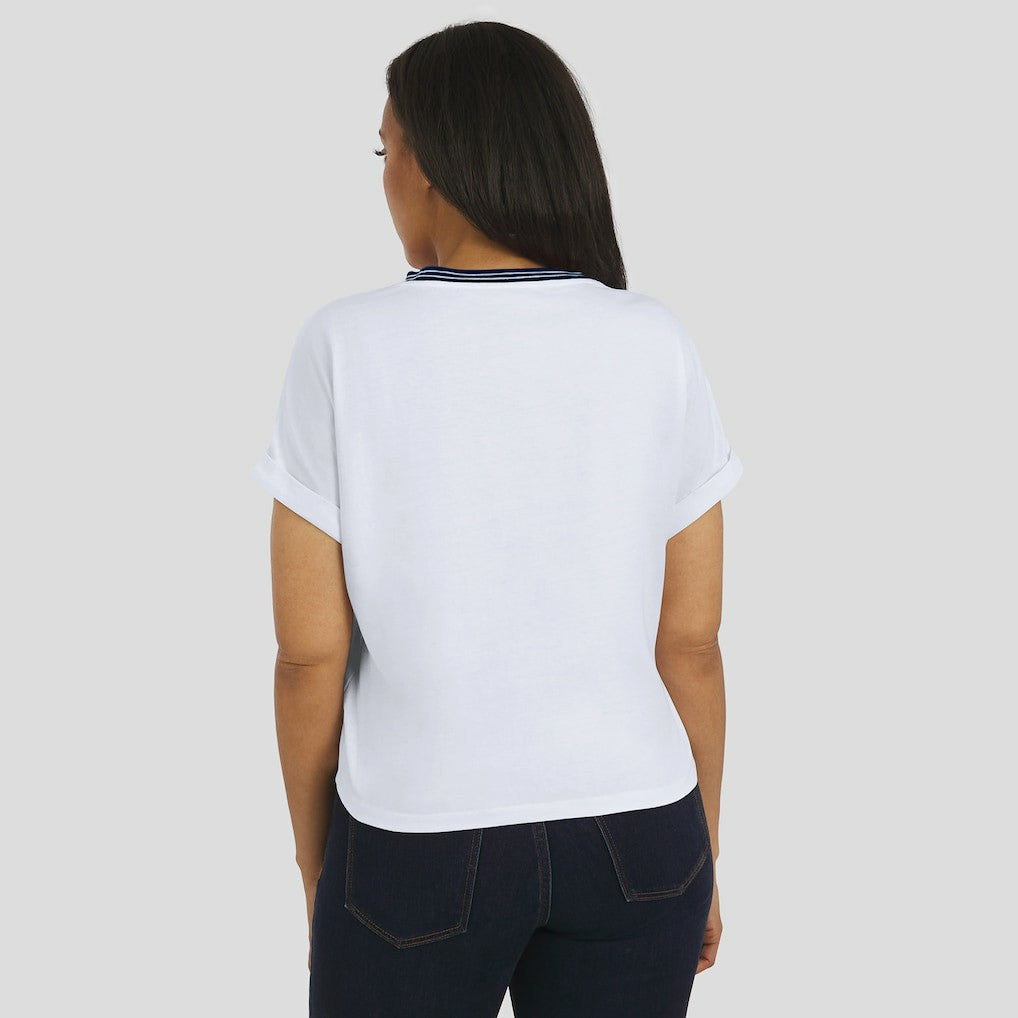 NFL Dallas Cowboys WEAR by Erin Andrews Women's Cropped Center Stripe Dolman T-Shirt