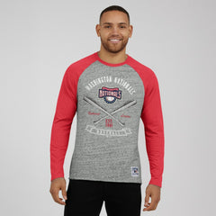 Washington Nationals Darius Rucker Collection Raw Edge Raglan Long Sleeve Baseball T-Shirt - Heather Gray