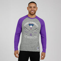 Arizona Diamondbacks Darius Rucker Collection Raw Edge Raglan Long Sleeve Baseball T-Shirt - Heather Gray