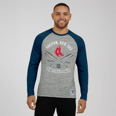 Boston Red Sox Darius Rucker Collection Raw Edge Raglan Long Sleeve Baseball T-Shirt - Heather Gray