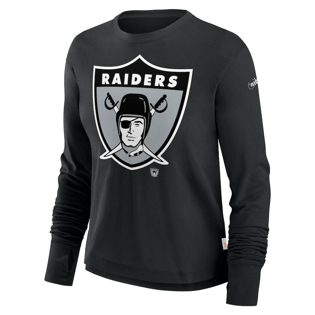 NFL Las Vegas Raiders Women's Large Logo Cropped Long Sleeve Fashion T-Shirt