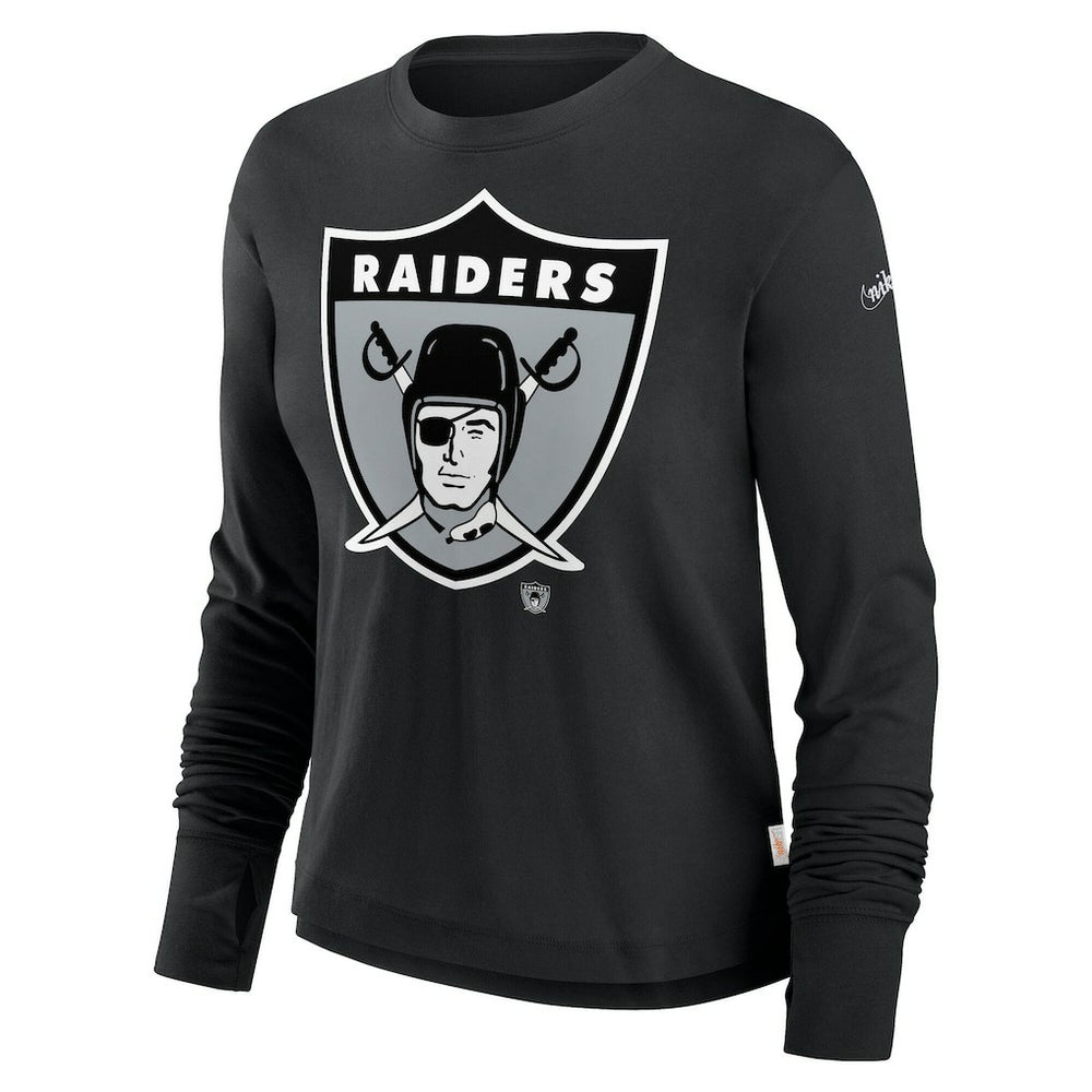 NFL Las Vegas Raiders Women's Large Logo Cropped Long Sleeve Fashion T-Shirt
