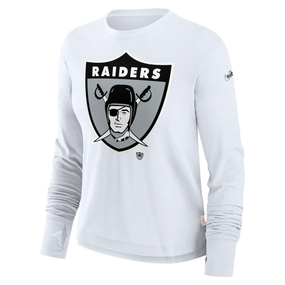 NFL Las Vegas Raiders Women's Large Logo Cropped Long Sleeve Fashion T-Shirt
