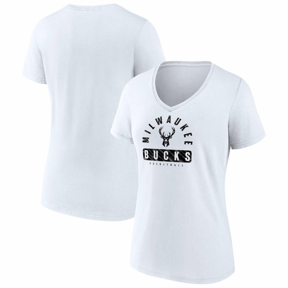 Milwaukee Bucks Women's Bench Warmer V-Neck T-Shirt - White | Fanatics cheap
